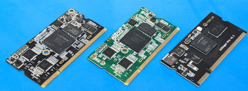 Ice Sugar Pro Development Board (Right) Along with Colorlight i9 (Left) and i5 (Center)