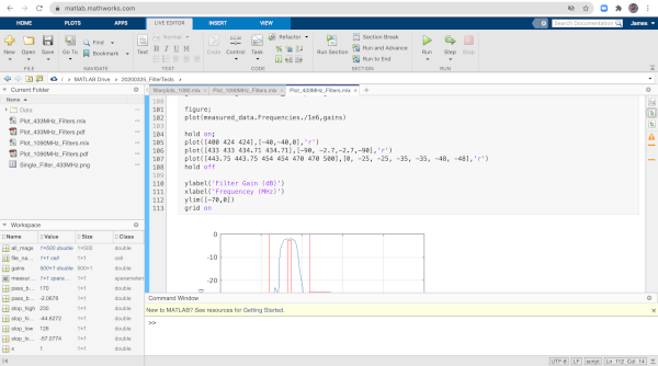 Using Matlab online to process the results