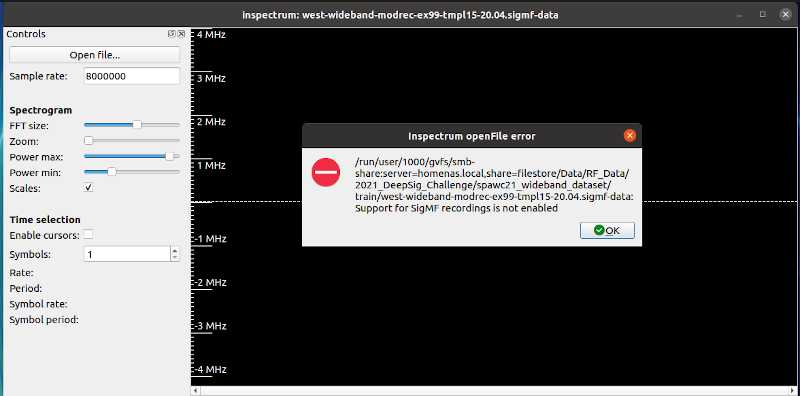 Inspectrum Error opening Sigmf File